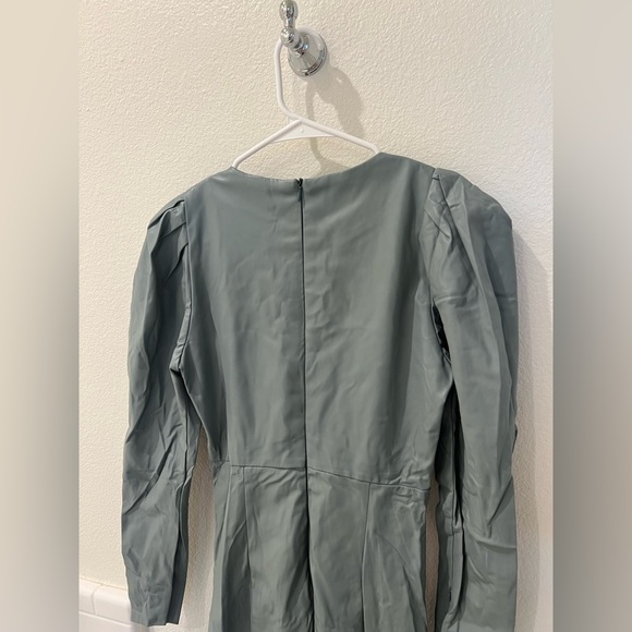 ZARA mint green leather puff sleeve dress - Picture 12 of 12